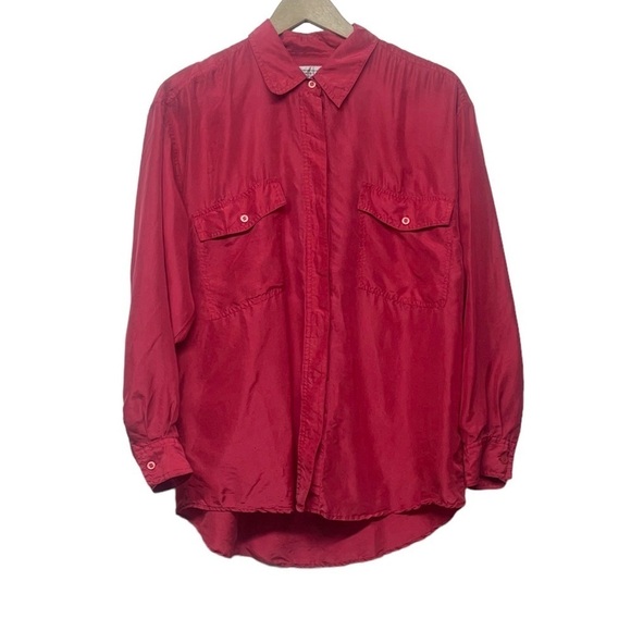 Whistles Hot Pink 100% Silk Long Sleeve Top Size Medium - Picture 1 of 6